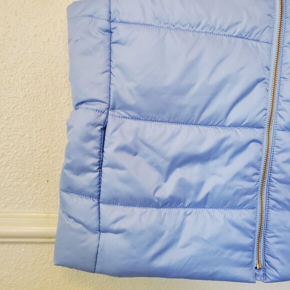 J. Crew Mountain Puffer Vest Sz S Full Zip Baby Blue Pockets $128 BU286 - Picture 2 of 16